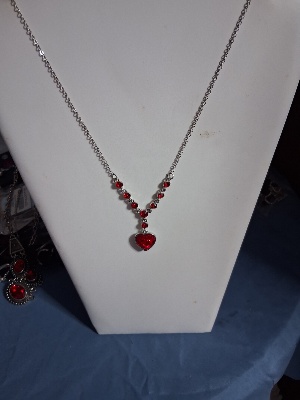 paparazzi Silver-Tone Necklace with Red Heart Pendant